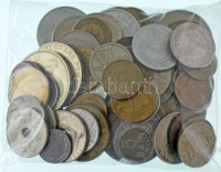 80db-os vegyes külföldi fémpénz tétel, közte francia, német, lengyel érmék T:AU-F80pcs of mixed coins from diff countrie, with French, German, Polish coins C:AU-F