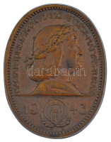 Berán Nándor (1889-1965) 1943. 'Magyar Turisták Országos Szövetsége - Mátyás Túrák 1943' aranyozott bronz jelvény, hátoldalán 'Berán N Bpest' gyártói jelzéssel (39x30mm) T:XF lekopott aranyozás, patina