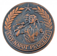 ~1960. 'Egy napot Pécsért' egyoldalas bronz emlékérem (49mm) T:XF