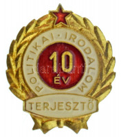 ~1970. 'Politikai irodalom terjesztő 10 év' aranyozott műgyantás törzsgárda jelvény (23x20mm) T:AU