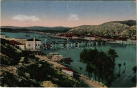 1918 Shkoder, Shkodra, Skadar, Skodra, Scutari, Skutari; Molo und Bojana-Brücke / móló és Bojana híd / molo, bridge + 'K.u.K. Pferdefelddepot (Spital) Nr. 192.' (EK)