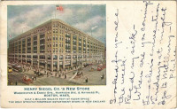 1905 Boston (Massachusetts), Henry Siegel Co.'s New Store, Washington & Essex sts., Harrison ave. & Hayward pl., automobile, horse-drawn carriage, tram (fa)