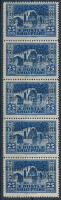1925 Alkotmány felülnyomott ötöscsík Mi 108