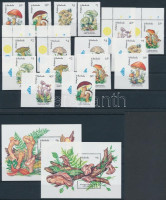1992 Gomba fogazott + ívszéli vágott sor Mi 1637-1644 + blokksor Mi 234-235