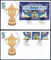 2003 Rögbi sor Mi 2271-2273 + blokk Mi 51 2 db FDC-n