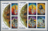 1970Apollo 13:  Apollo 12 fogazott +v ágott sor ezüst felülnyomással Mi 456 - 462 AB + blokk Mi 24 AB