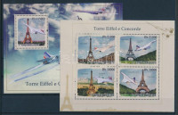 2010 A Concorde repülő és az Eiffel torony kisív Mi 4373-4376 + blokk Mi 753
