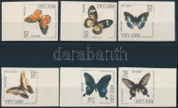 1965 Lepke vágott ívszéli sor,Butterfly imperforated margin setMi 405-410
