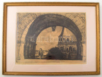 id. Imre István (1918-1983): Kislány a Halászbástyánál (olvashatatlan címmel). Rézkarc, papír. Jelzett. Üvegezett fakeretben, 29,5×38 cm