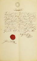 1852 Levél (németül: Kaltenstein) bizonyítvány szép, falusi viaszpecséttel 6kr szignettával