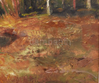 Gádor Emil (1911-1998): Vízparti táj. Olaj, farost, jelezve jobbra lent. Dekoratív fakeretben, 60×80 cm