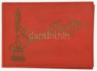 cca 1900 Stockholm képes leporello 18 képpel aranyozott egészvászon borítóval 15x12 cm
