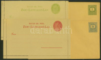 1874-1894 3kr és 10kr díjjegyes boríték, 3kr és 5kr zárt levelezőlap, szállítólevél, távirat, 5kr futott boríték