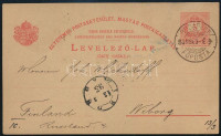 1893 5kr díjjegyes levelezőlap Oroszországba 
