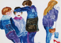 WILHELM JARUSKA* (Vienna 1916 - 2008 Vienna): Young Tram Passengers