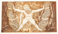 ERNST FUCHS* (Vienna 1930 - 2015 Vienna): Samson destroys the temple of Dagon, 1964