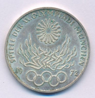 NSZK 1972G 10M Ag Nyári Olimpiai Játékok München / Olimpiai Láng