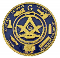 DN Modern festett fém emlékérem szabadkőműves jelképpel (40mm) T:UNCND Modern painted metal commemorative medallion with masonic symbols (40mm) C:UNC