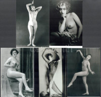 cca 1935 előtti, szolidan erotikus felvételek, jelzés nélkül, 5 db modern nagyítás, 15x10 cm