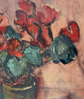Kozma István (1937-2020): Csendélet 1968, Akvarell, papír Jelzett. 56x46 cm Üvegezett keretben