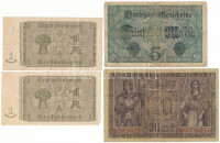 Német Birodalom 1917. 5M + 1918. 20M + Harmadik Birodalom 1937. 1M (2x) T:F,VGGerman Empire 1917. 5 Mark + 1918. 20 Mark + Third Reich 1937. 1 Rentenmark (2x) C:F,VG
