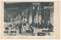 1912 Kolozsvár, Cluj, Pályaudvari étterem, vasúti vendéglő, terasz vendégekkel és pincérekkel. Kruppa Károly kiadása. Divald Károly fia / railway restaurant, terrace with guests and waiters (r)