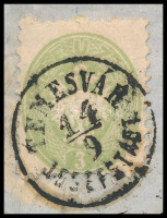 1865 3kr zöld teljes tartalmú helyi levélen / 3kr green on local cover TEMESVÁR / JOSEFSTADT