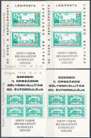 1998 Szegedi II. Országos Béylegkiállítás 80. évfordulója emlékív garnitúra normál a-b és felülnyomott a-b azonos sorszámmal (Kajak-kenu VB, hátoldalon fekete sorszám)