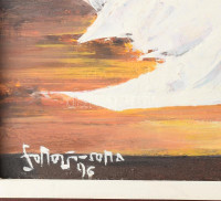 Somogyi-Soma László (1927-2004): Fehér virágok. Olaj, farost, jelzett. Hátoldalán autográf felirattal. Fakeretben, 50x70 cm