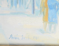 Halász Szabó Sándor (1920-1997): Halászok a Dunakanyarban, 1961. Olaj, vászon, jelezve balra lent, fakeretben. 60x80 cm