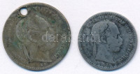 1869KB 10kr Ag Magyar Királyi Váltó Pénz + 1869KB 20kr Ag Magyar Királyi Váltó Pénz T:F patina, az egyik lyukasztvaAdamo M10.1, M11.1