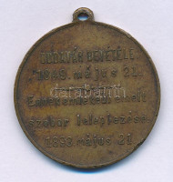 1893. 1849/49-iki HONVÉD / BUDAVÁR BEVÉTELE 1849. május 21. - Ennek emlékéül emelt szobor leleplezése 1893. május 21. bronz emlékérem mellszalagon (34mm) T:XF,VF ph.