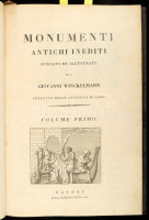 J.J. Winckelmann: Monumenti antichi: Monumenti Antichi Inediti Spiegati ed Illustrati da -- Prefetto delle antichita di Roma. Vol I. Napoli, 1820. Stamperia Reale. 2sztl lev. CXVII l. Számos szövegközti rézmetszetű illusztrációval . Korabeli