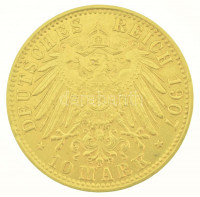 Német Birodalom / Bréma 1907J 10M Au (3,98g/0.900) T:AU,XF, ph. / German Empire / Bremen 1907J 10 Mark Au (3,98g/0.900) C:AU,XF, edge errorKrause KM#253