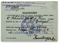 1941. Névre szóló, kitöltött viselői igazolvány az Erdélyi Emlékéremhez, a 