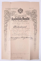cca 1896-1918 Teszling József (1877-1960) császári és királyi ezredes kinevezési okmányai (kadét, kapitány, hadnagy, főhadnagy, őrnagy) + kabinetfotója.