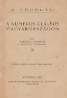 SZÉKELY NÁNDOR: A Numerus Clausus Magyarországon.