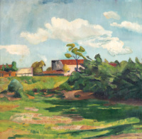 Pászk Jenő (1895-1948): Nagybányai táj felhőkkel