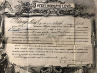 BALASSAGYARMAT 1911. dekoratív Honvéd Végelbocsátó levél, M.kir. 16. gyalogezred , (pici szakadások)