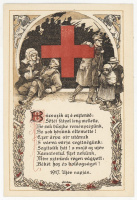 1917 Búcsúzik az ó esztendő. Első világháborús osztrák-magyar vöröskeresztes katonai újévi üdvözlő kártya, sign : Földes
