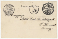 TATA 1900. Régi képeslap Körmendre küldve, portó bélyegzéssel