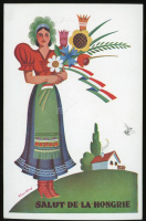 1940 Dekoratív, patrióta képeslap, Szatmárnémeti Visszatért bélyegzéssel